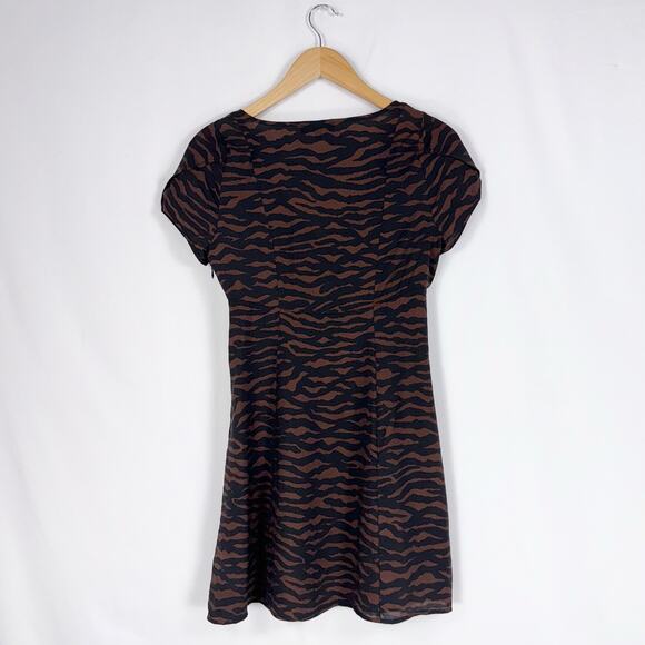 Madewell Dress Womens 0  Brown Black Zebra V-Neck Mini Abstract Animal - Picture 8 of 15
